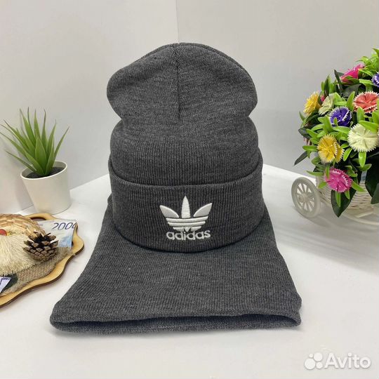 Комплект шапка и снуд адидас унисекс
