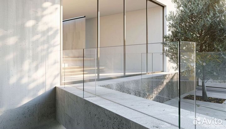 Ограждения для лестниц из стекла