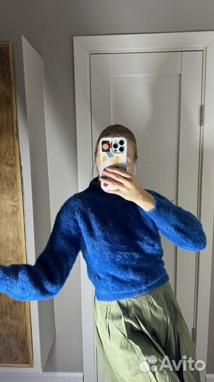 Мягкая пушистая кофта синяя размер XS