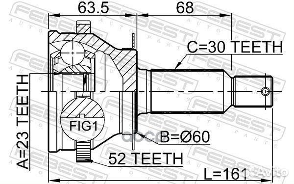 ШРУС наружный задний 23x58.8x29 (hyundai santa