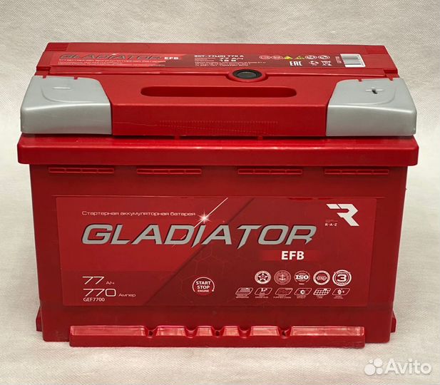 Автомобильный Аккумулятор Gladiator EFB 77 о\п