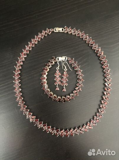 Серьги серебро с гранатом