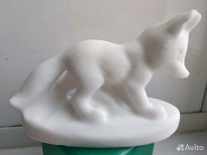 Мраморная статуэтка песец и пудреница, СССР 50-е