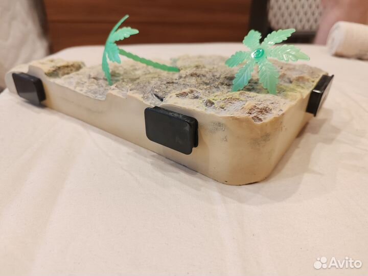 Набор. Грот, декор, маленькая ванночка, пальмы