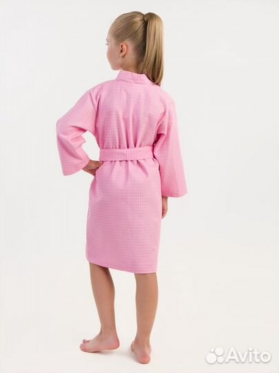 Детский халат вафельный Розовый hvkd
