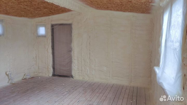 Утепление стен, домов, напыление ППУ снизу дома