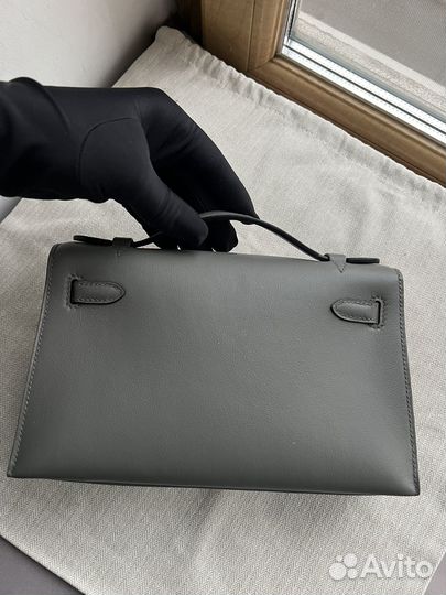 Сумка Hermes Mini kelly pochete gris etain PHW