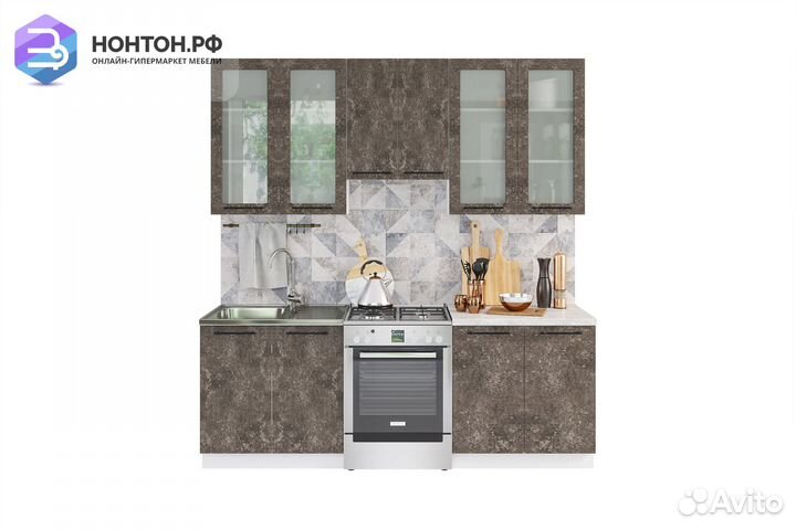 Кухня Нувель 2.2 м бетон коричневый