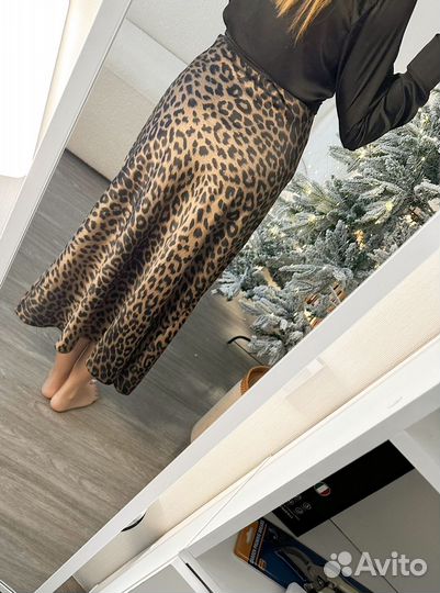 Юбка миди на разинке леопардовая