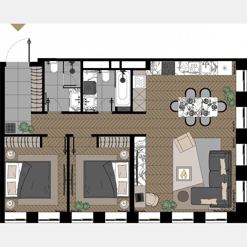2-к. апартаменты, 68,5 м², 23/23 эт.