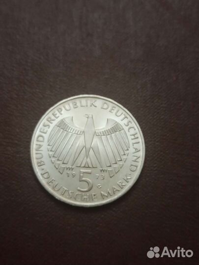 Монета 5 марок 1973
