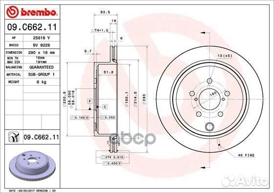 Диск тормозной задн. с уф покрытием subaru BRZ