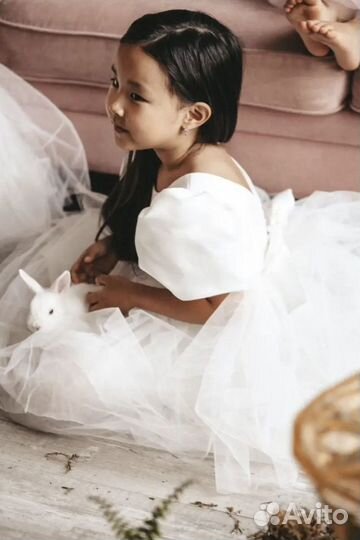 Детское нарядное платье пышное белое 92 98