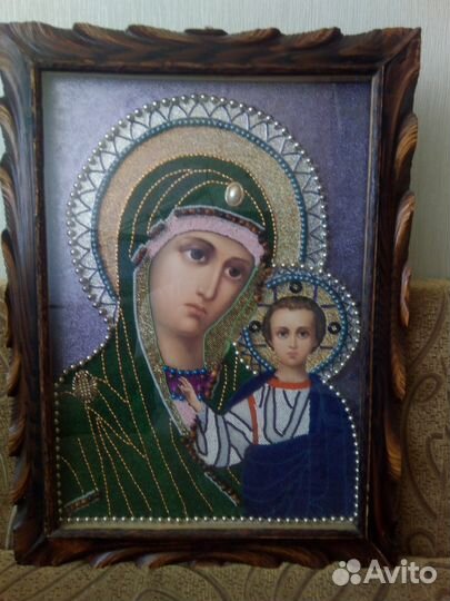 Ручная работа. Картина - Икона Божьей Матери «Каза