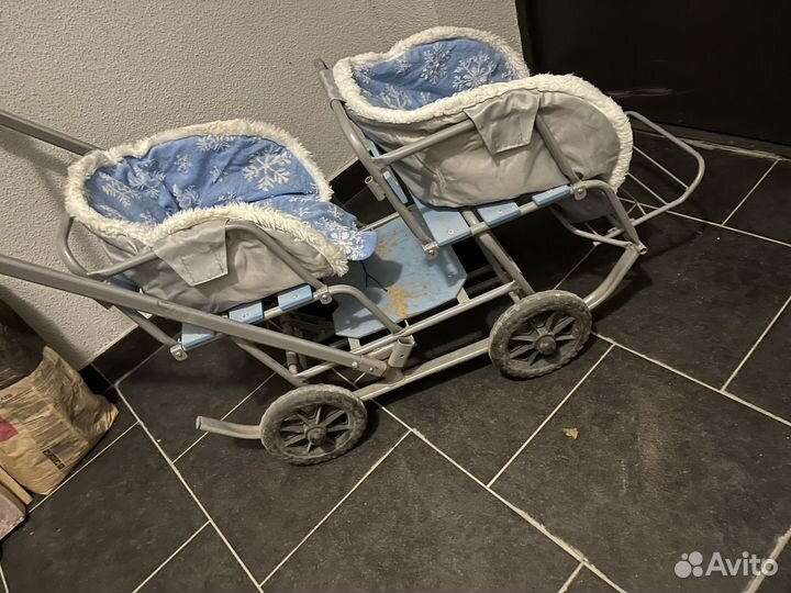 Санки с колесами для двойни/погодок