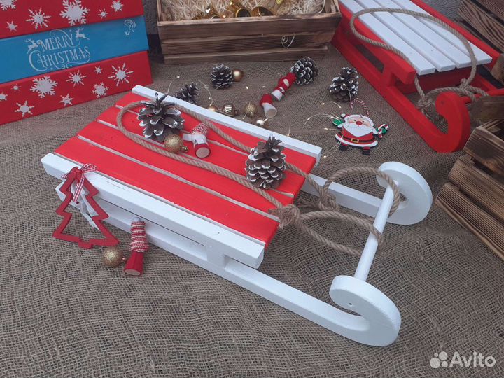 Санки декоративные деревянные