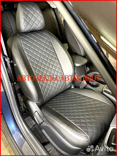 Чехлы Автопилот Opel Astra из экокожи чёрные Ромб