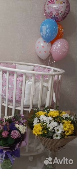 Круглая кроватка трансформер с маятником