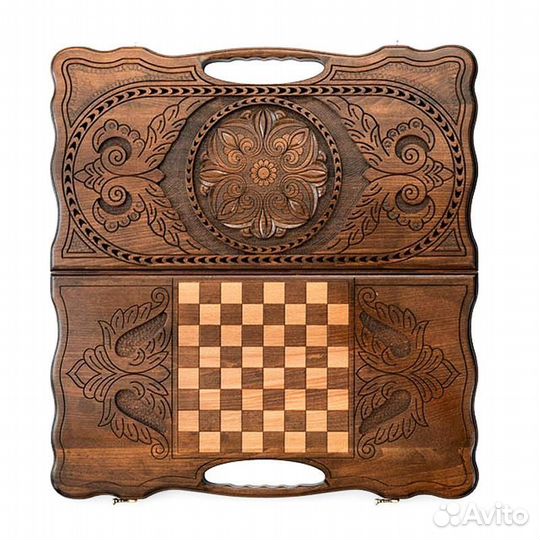 Нарды резные Цветок в тени 60 х 60 см бук Армения 62493