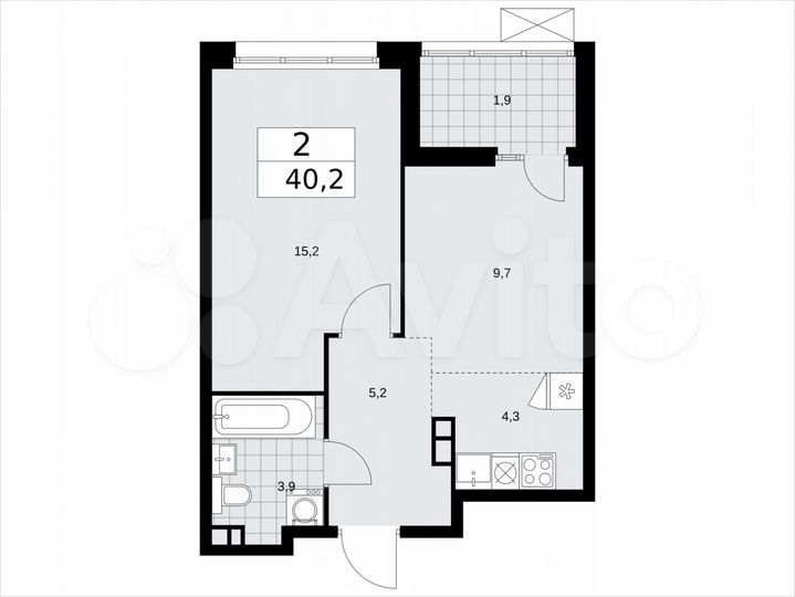 2-к. квартира, 40,2 м², 15/15 эт.
