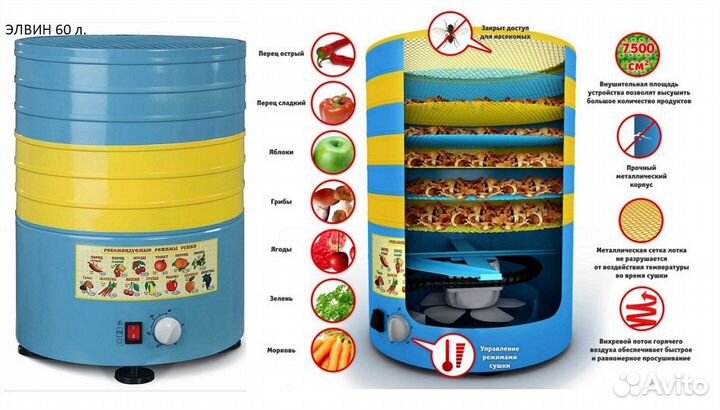 Сушилка для фруктов и овощей в ассортименте