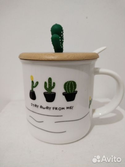 Кружка с деревянной крышкой 