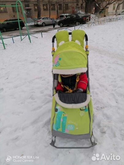 Детские санки коляска бу с колёсами