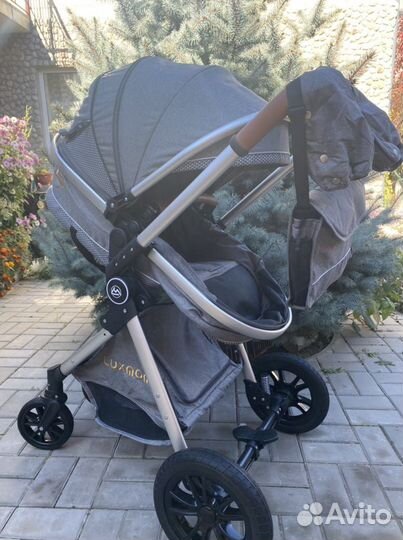 Коляска Люксмам v9 2 в1 и 3 в1 (светло серая )