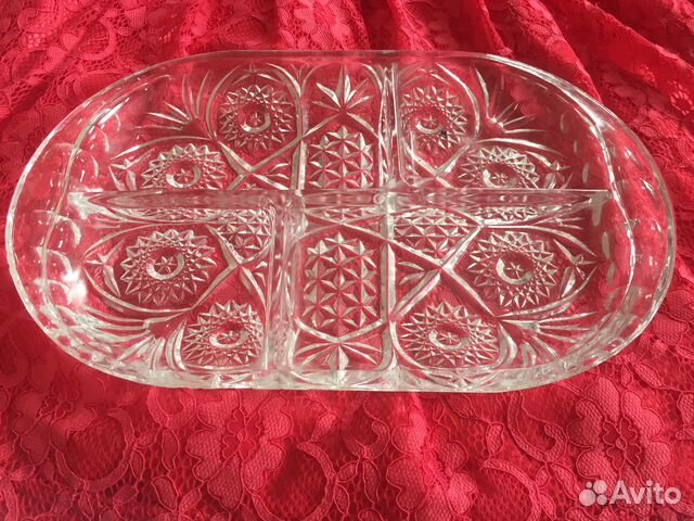 Менажница хрустальная 4 секции, СССР, ретро
