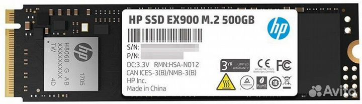 Накопитель SSD 500Gb HP EX900 (2YY44AA)