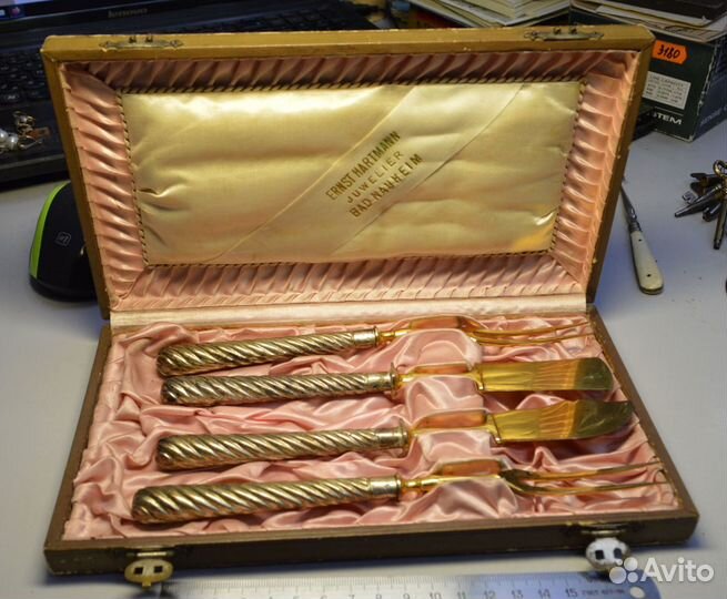 Десертный старинный набор серебро