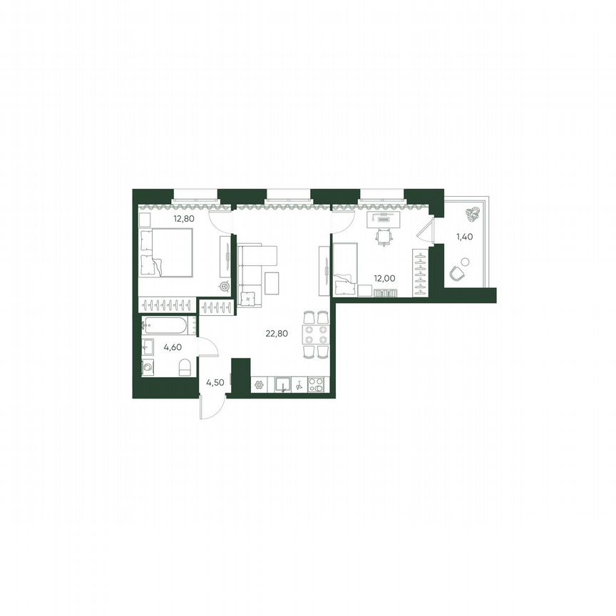 2-к. квартира, 58,1 м², 5/10 эт.