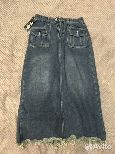 Джинсовая юбка длинная