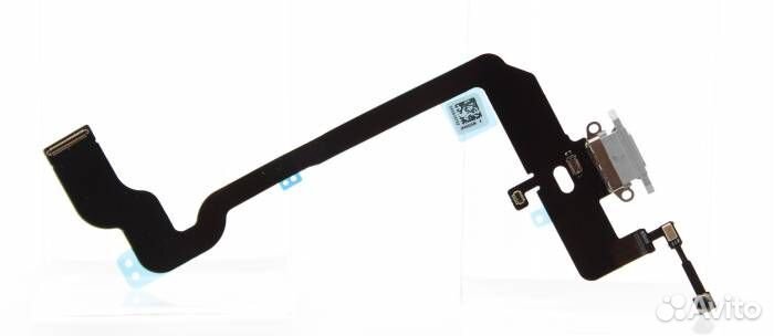 Шлейф для iPhone Xs Разъем зарядки/Микрофон Серебр