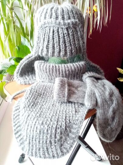 Шапка ушанка, снуд, варежки