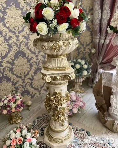 Тумба колонна без вазона гипсовая