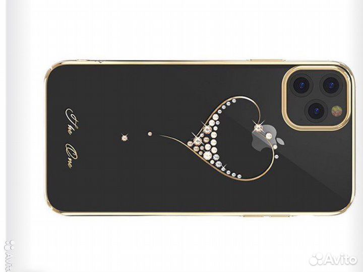 Чехол на iPhone 11 pro Swarovski золотой+guess чех