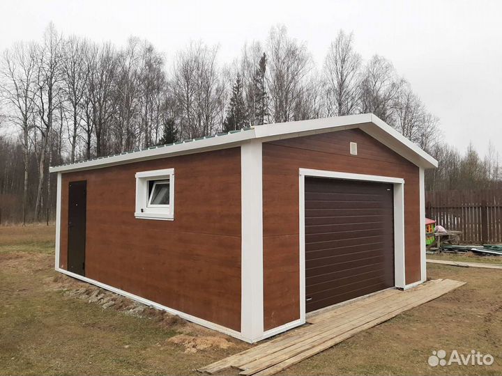 Гараж металлический из сэндвич-панелей 6х6м