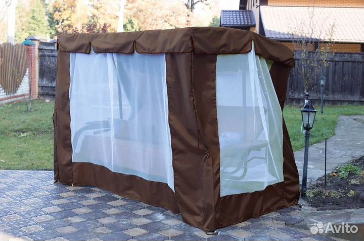 Тент-шатер на качели Рандеву коричневый