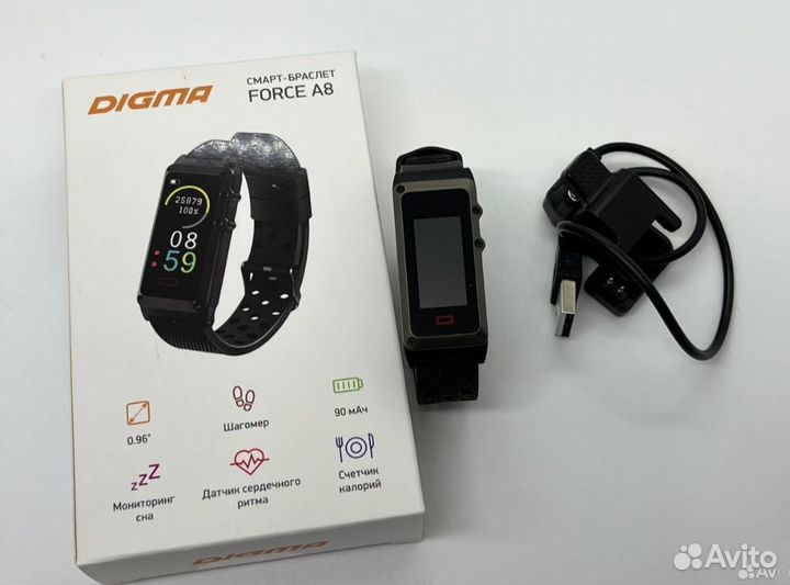 Умный фитнес браслет digma Force A8, черный новый