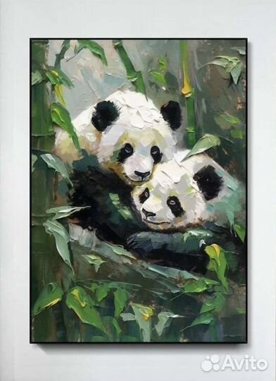 Картина маслом Панды 60/80 ручная работа