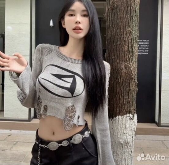 Укороченный кроп топ свитер diesel y2k