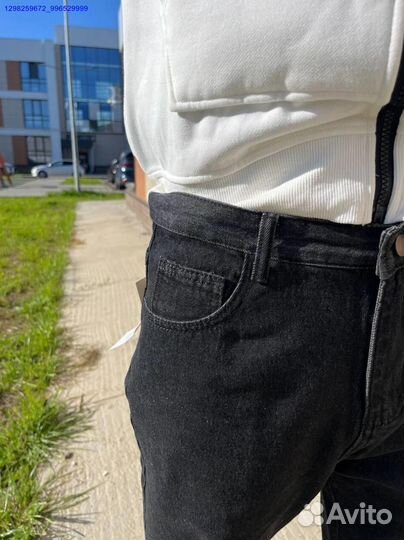 Джинсы бананы чёрные, голубые (Арт.88949)