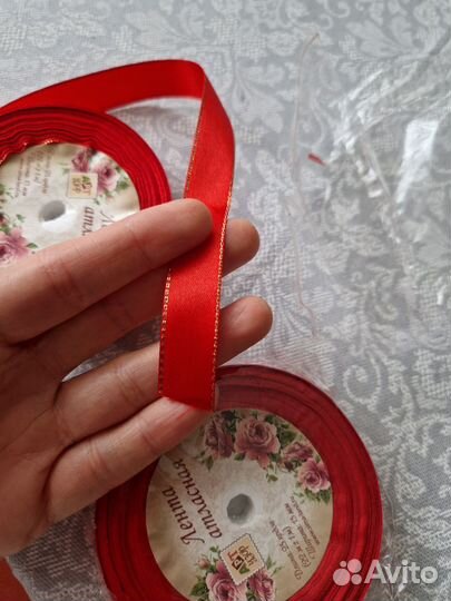 Лента атласная, Ширина 6 мм, 15 мм,длина 23-22м