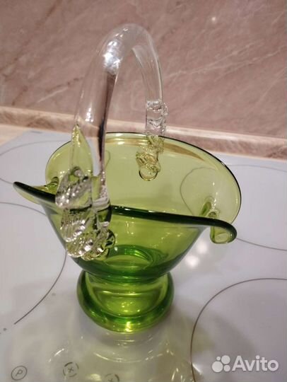 Ваза конфетница цветное стекло