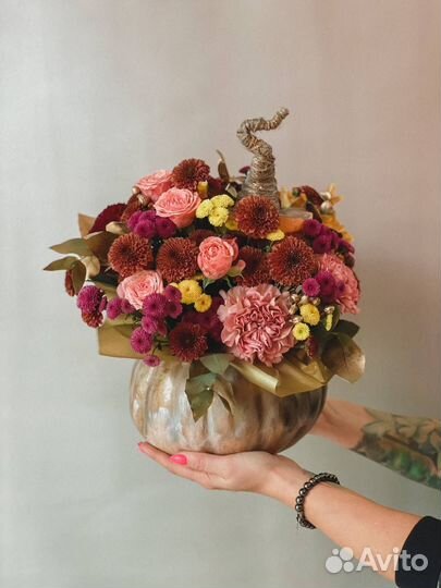 Цветочные композиции в тыкве