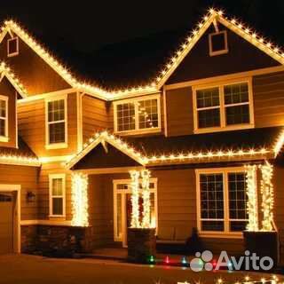Гирлянды для оформления фасада с монтажом