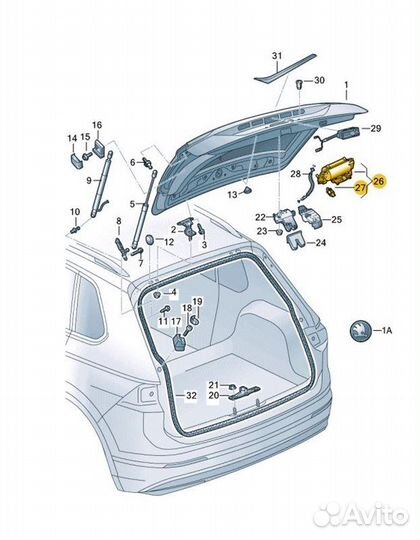 Б/У замок багажника Исполнительный механизм замка