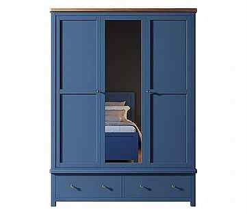 Шкаф Верн 3х створчатый с зеркалом синий