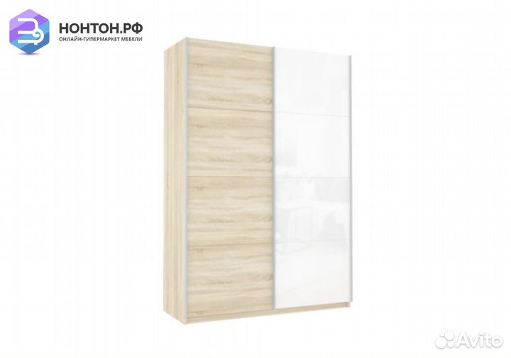 Шкаф-купе 2-х створчатый Прайм сонома / белое стек